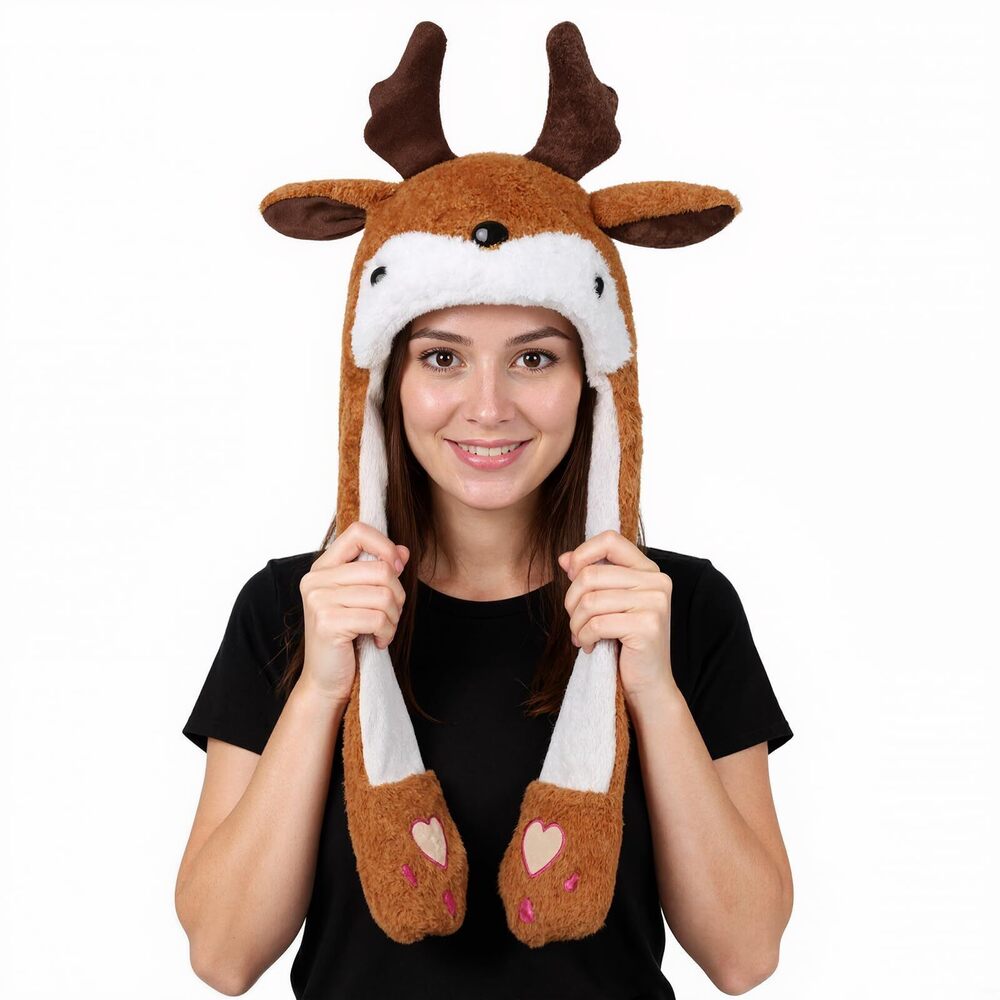 5190 Plush Christmas Jumping Ear Moving Hat Cute Christmas Santa Elk